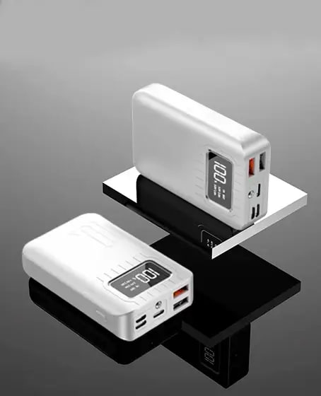 Універсальна мобільна батарея UWarmSof 10000mAh 2xUSB 1хType-C / Lightning повербанк для айфона з LED-дисплеєм Білий - 3