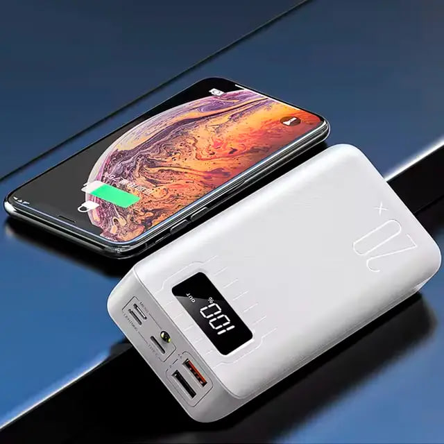 Універсальна мобільна батарея UWarmSof 20000mAh повербанк для телефону з LED-дисплеєм Білий - 3