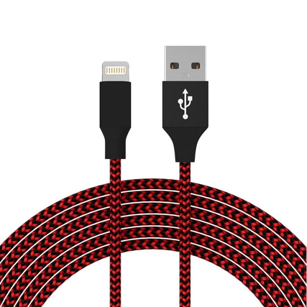 Кабель USB Lighting 2 м UWarmSof шнур для iphone apple зарядки смартфона телефону навушників ios ipad передачі даних 2.4 А нейлоновий червоний