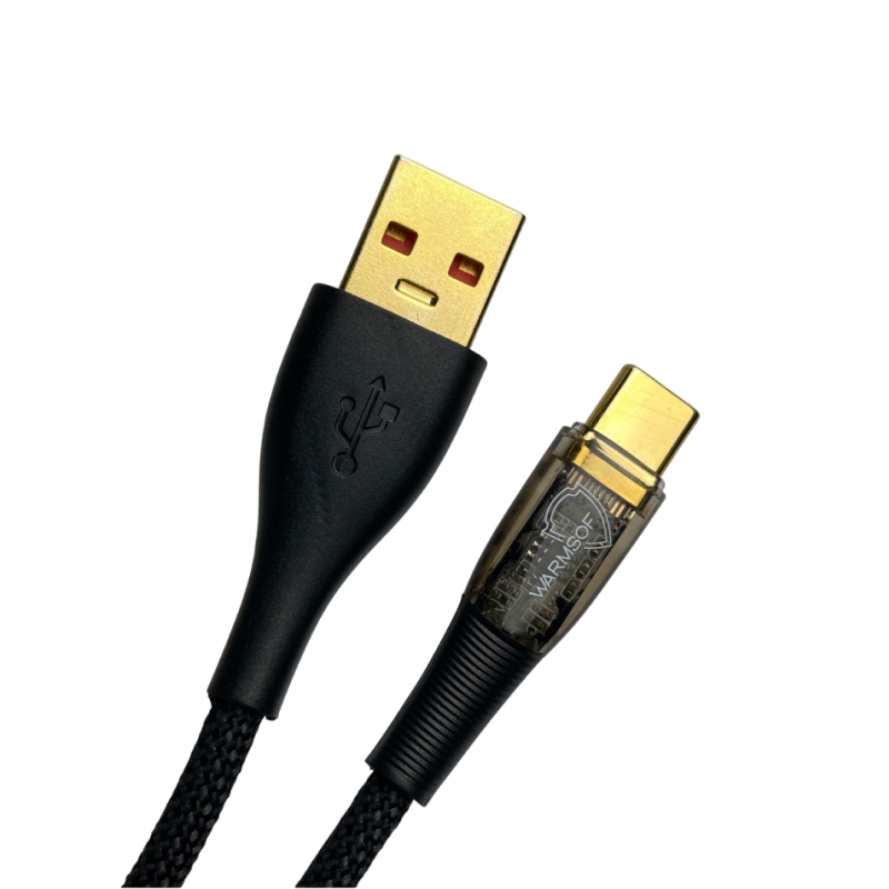 Зарядний шнур для швидкого заряджання телефону USB to Type-C 1.2 м UWarmSof кабель для зарядки планшета повербанка смартфона провід тайпсі зарядка 18 Вт Чорний - 2