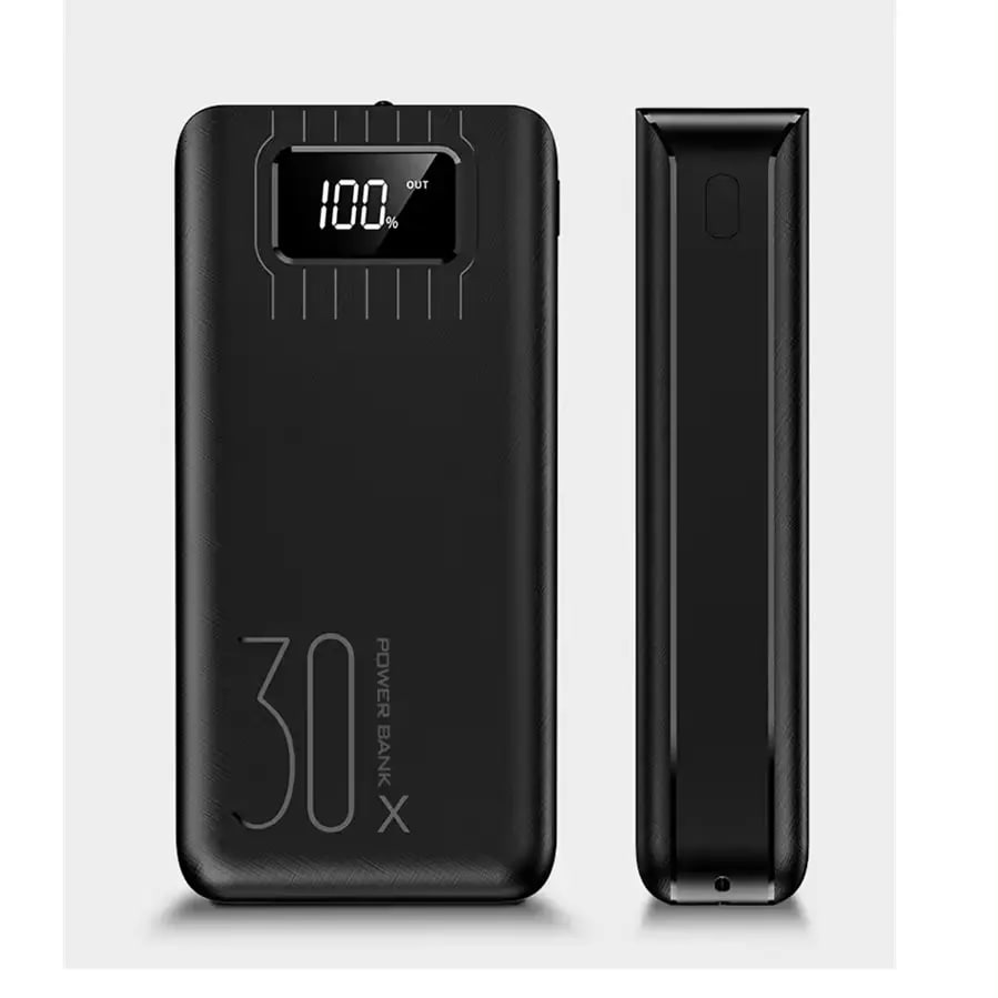 Універсальна мобільна батарея для смартфона UWarmSof 30000mAh повербанк з ліхтариком та LED-дисплеєм Чорний - 3
