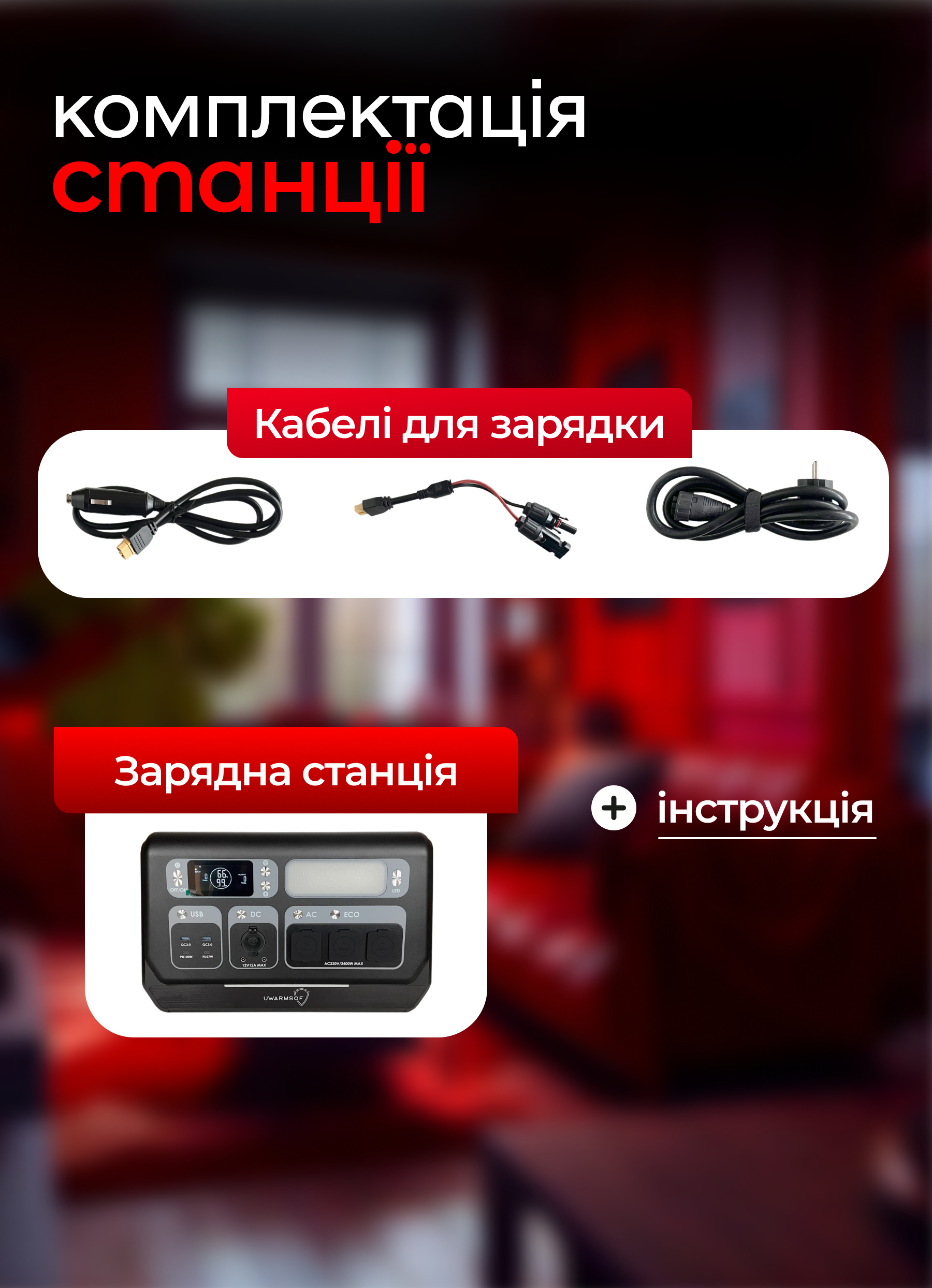 Зарядна станція для дому Uwarmsof 2400 Вт мобільна електростанція для заряджання ноутбука телефону повербанка холодильника котла квартири - 7