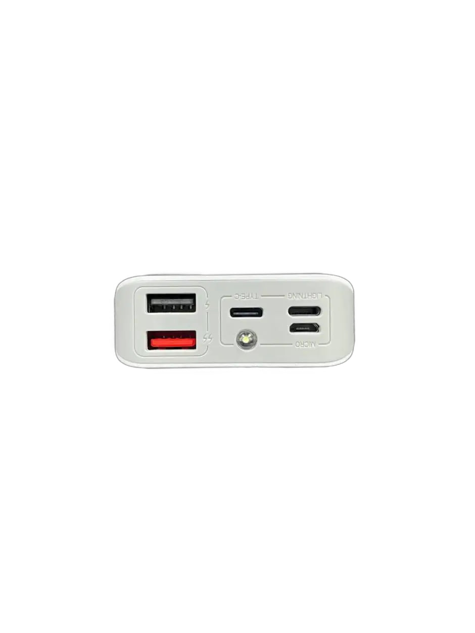 Універсальна мобільна батарея UWarmSof 10000mAh 2xUSB 1хType-C / Lightning повербанк для айфона з LED-дисплеєм Білий - 2