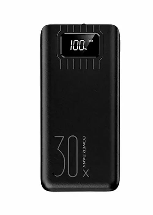 Універсальна мобільна батарея для смартфона UWarmSof 30000mAh повербанк з ліхтариком та LED-дисплеєм Чорний
