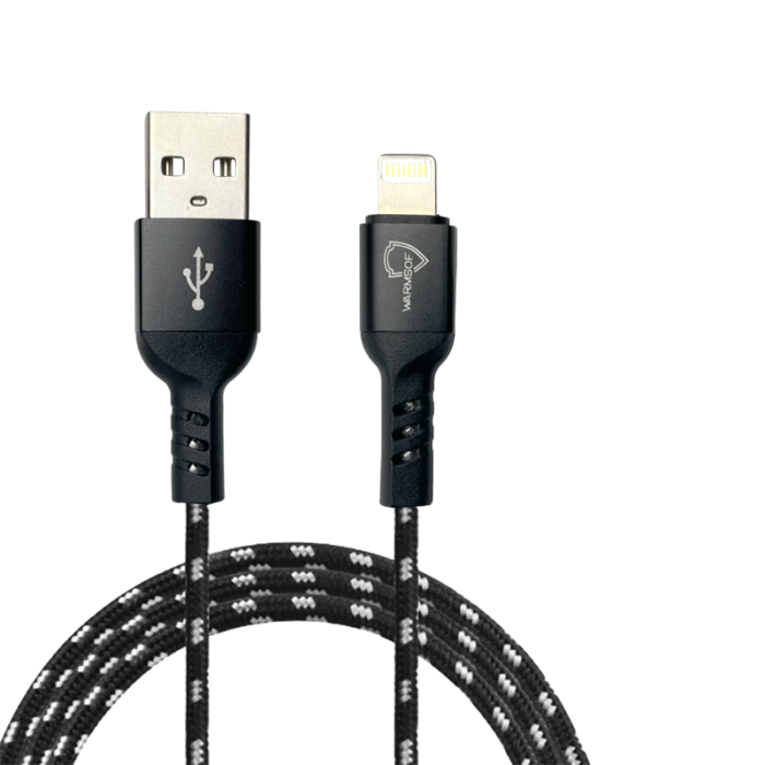 Кабель заряджання телефону USB to Lightning 2 м UWarmSof шнур для заряджання айфона зарядний провід заряджання для планшета для годинника Чорний