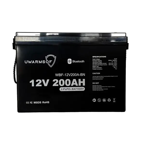 Акумуляторна батарея UWarmSof LiFePo4 12V 200Ah з Bluetooth