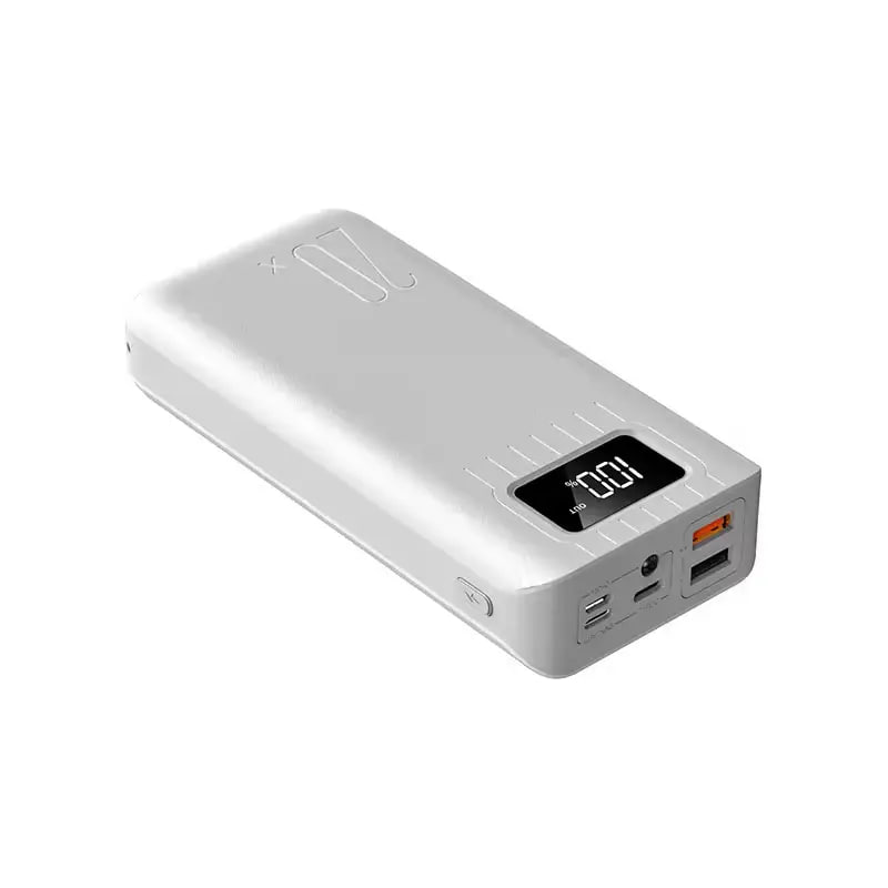 Універсальна мобільна батарея UWarmSof 20000mAh повербанк для телефону з LED-дисплеєм Білий