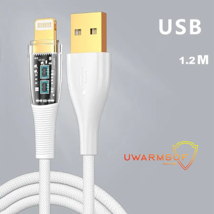 Кабель зарядний для айфона USB to Lightning 1.2 м UWarmSof шнур для заряджання телефону провід для смартфона швидка зарядка для ipad iPhone Білий