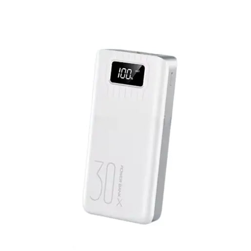 Універсальна мобільна батарея для смартфона UWarmsof 30000mAh повербанк з ліхтарем та LED-дисплеєм Білий