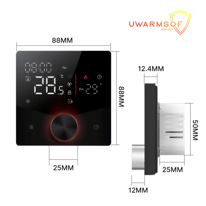 Терморегулятор сенсорний програмований WiFi uWarmsof RegSof I511-B - 3